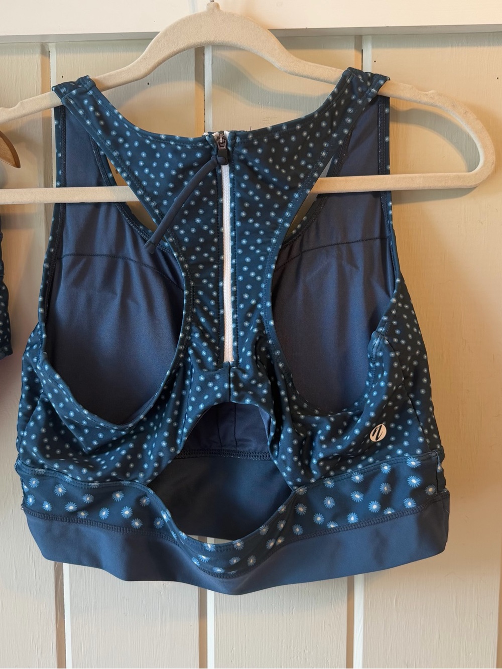 Nani Swimwear Navy Polka Dot Floral Two-Piece Swim Set with Crop Tank, Size XL - Picture 4 of 7